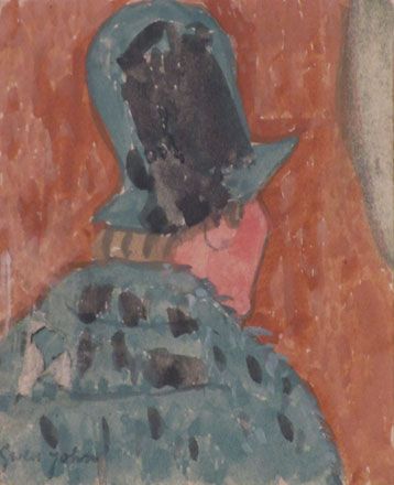 Rear View of Woman in Green Hat - Gwen John
